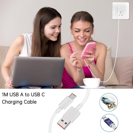 Cargador rápido 90W con cable  USB-C de 1 m — Compatible con Xiaomi Redmi Note POCO