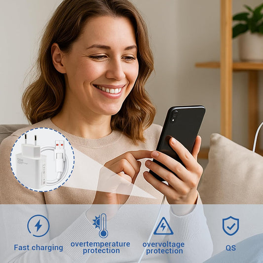 Cargador para Xiaomi 120w, Carga rápida Turbo con 1m USB C Cable