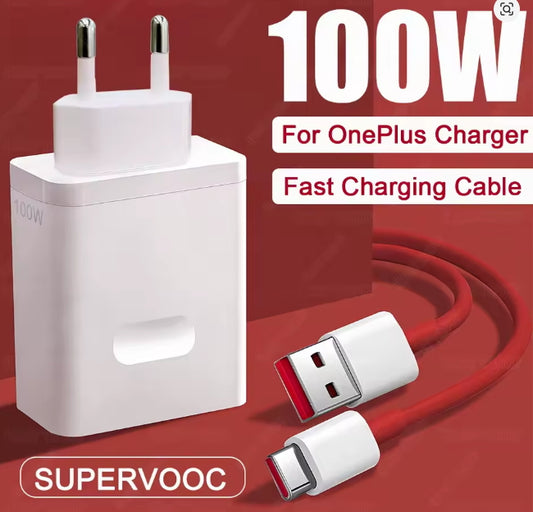 Cargador para OnePlus 100W SuperVOOC Carga Rápida con Cable Rijo